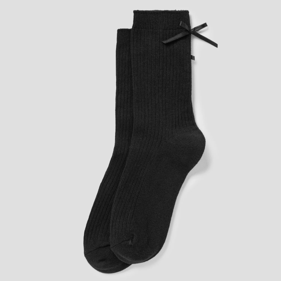 8 seconds Ribbon One-Point Socks — Black