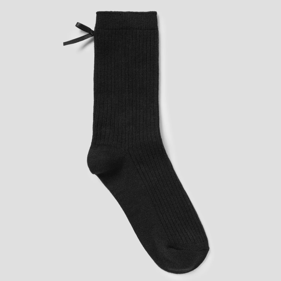 8 seconds Ribbon One-Point Socks — Black