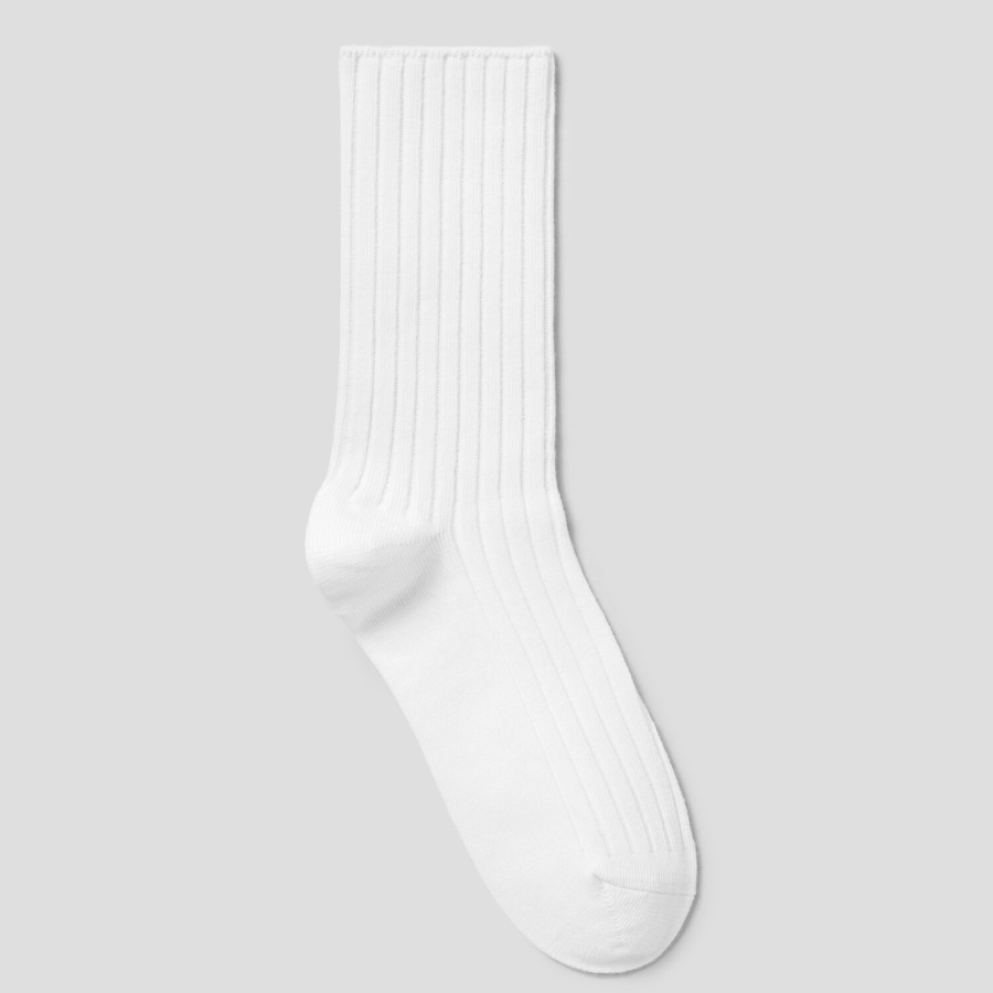 8 seconds Wide Ribbed Socks — White
