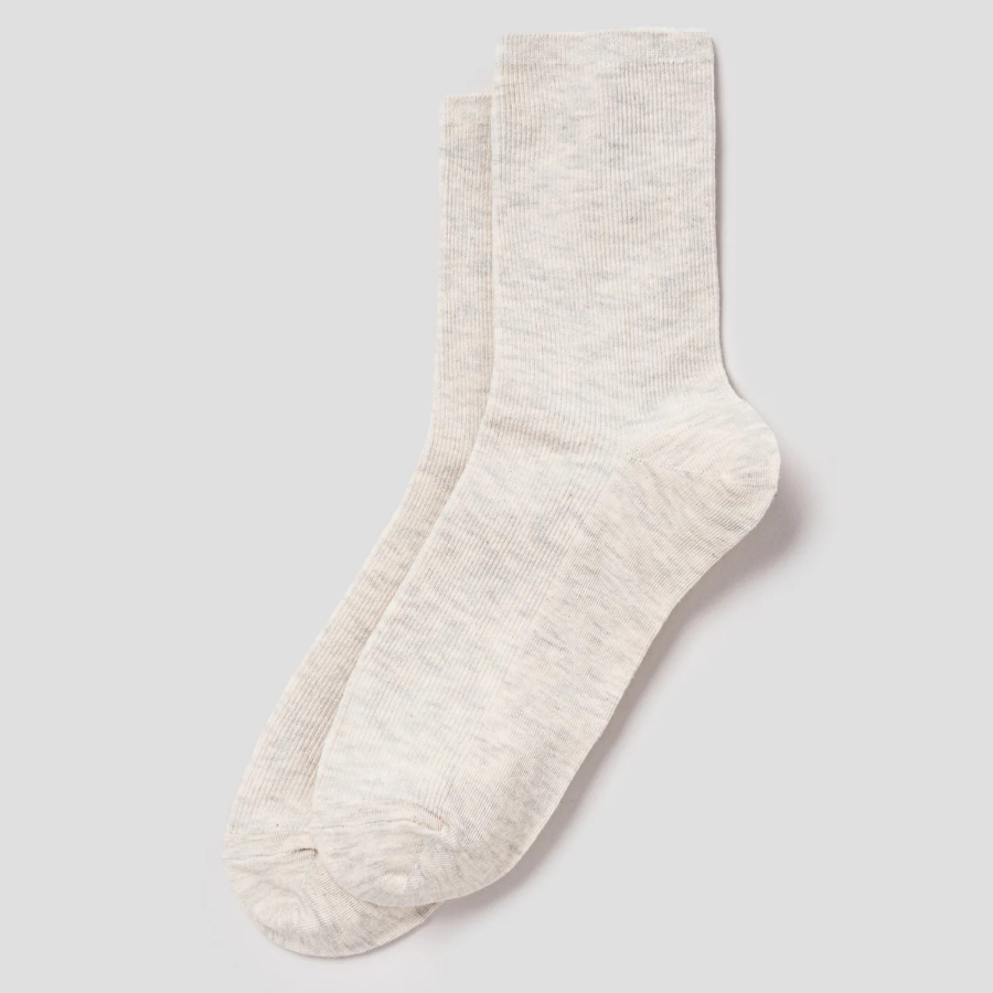 8 seconds Melange Ribbed Socks — Ivory