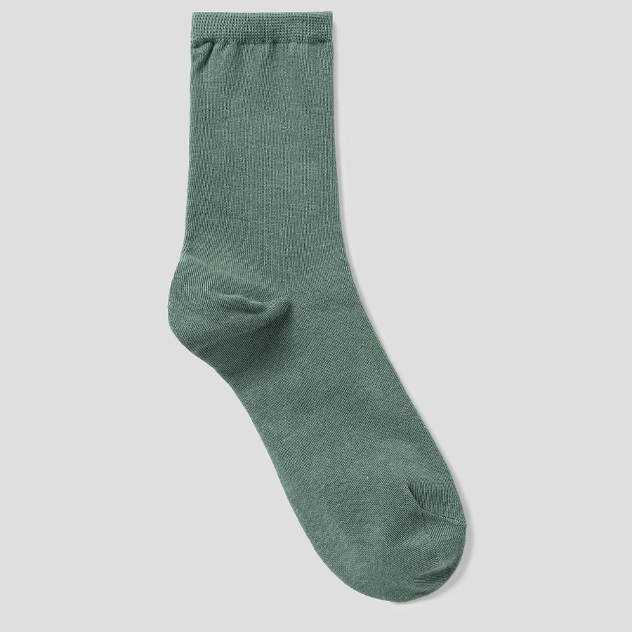 8 seconds Basic Solid Mid-Crew Socks — Khaki