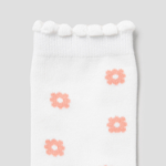 8 seconds Flower Jacquard Socks — White