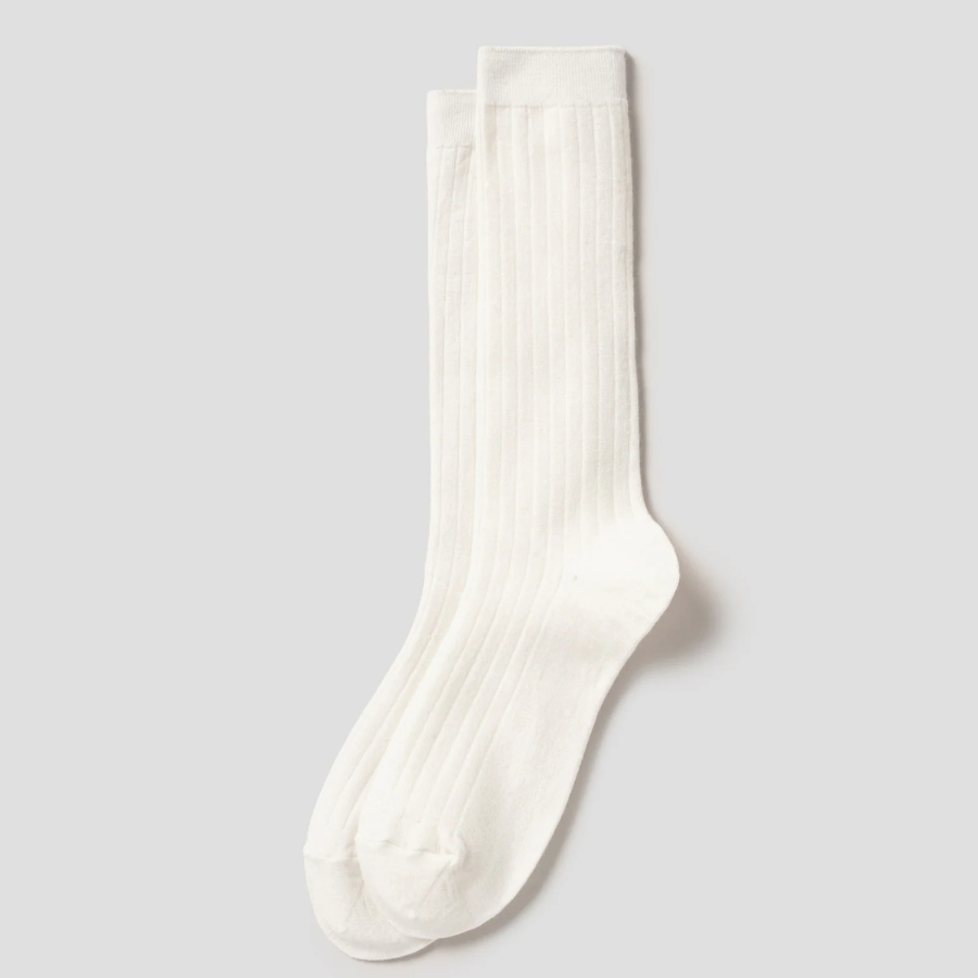 8 seconds Wool Blend Wide Ribbed Socks — Ivory