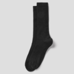 8 seconds Wool Blend Wide Ribbed Socks — Black