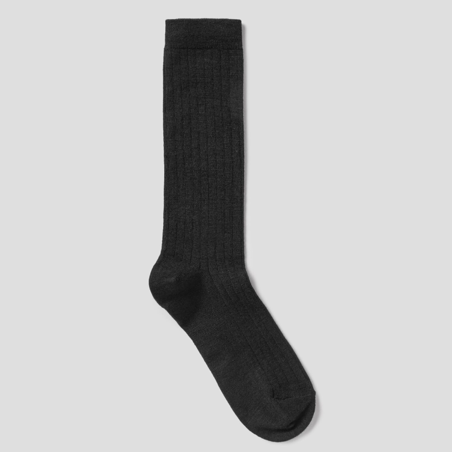 8 seconds Wool Blend Wide Ribbed Socks — Black