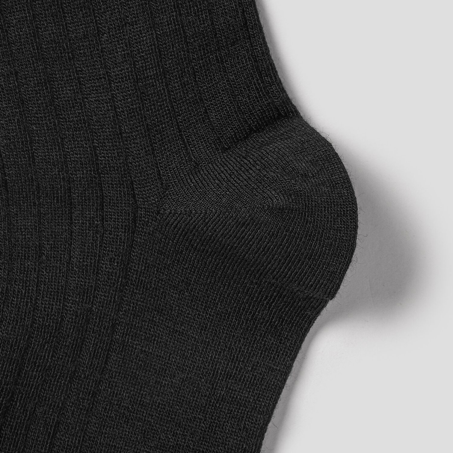 8 seconds Wool Blend Wide Ribbed Socks — Black
