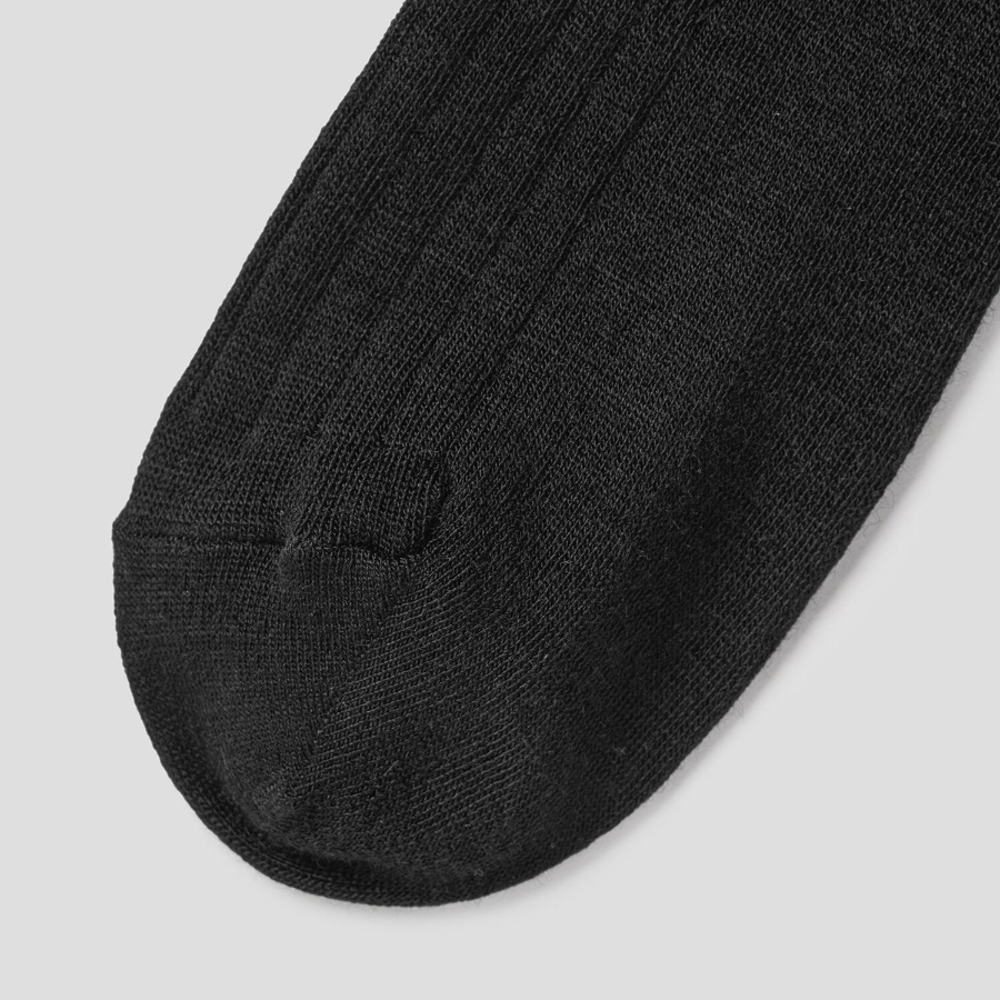 8 seconds Wool Blend Wide Ribbed Socks — Black