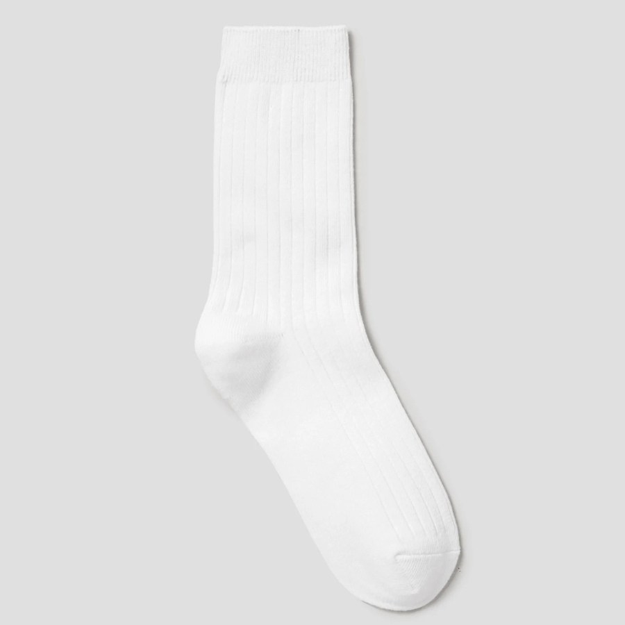 8 seconds Simple Ribbed Socks — Ivory