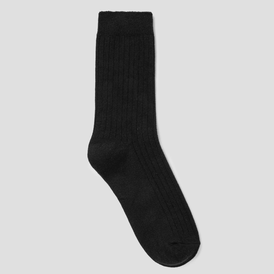 8 seconds Simple Ribbed Socks — Black