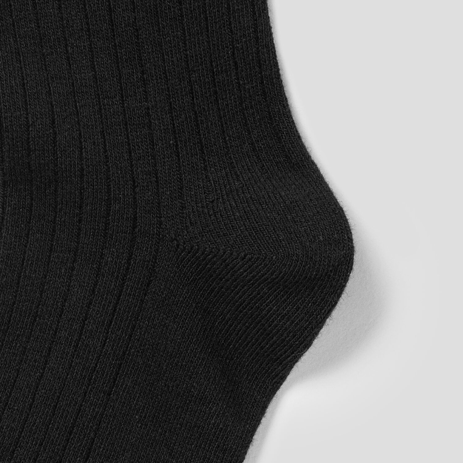 8 seconds Simple Ribbed Socks — Black