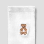 8 seconds Bear Embroidery Point Socks — White