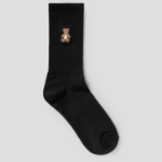 8 seconds Bear Embroidery Point Socks — Black