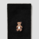 8 seconds Bear Embroidery Point Socks — Black