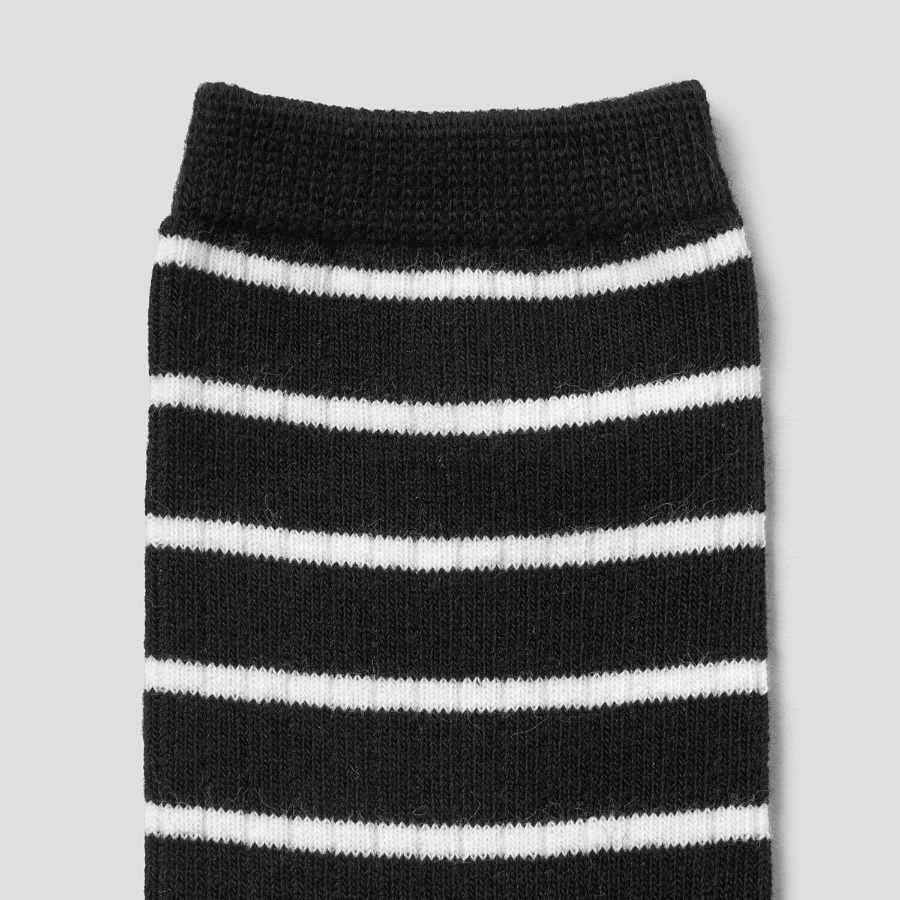 8 seconds Stripe Ribbed Socks — Black