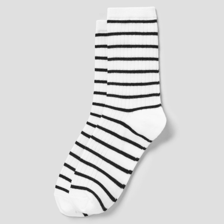 8 seconds Stripe Ribbed Socks — Ivory