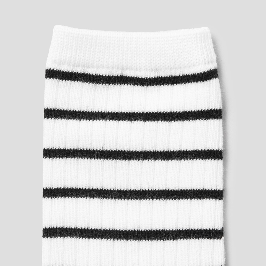 8 seconds Stripe Ribbed Socks — Ivory