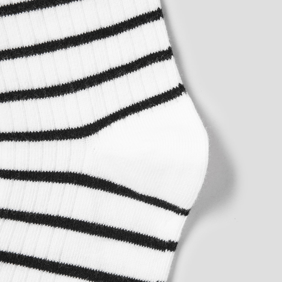 8 seconds Stripe Ribbed Socks — Ivory
