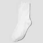 8 seconds Shirred Ankle Fine Ribbed Socks — White