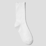 8 seconds Shirred Ankle Fine Ribbed Socks — White