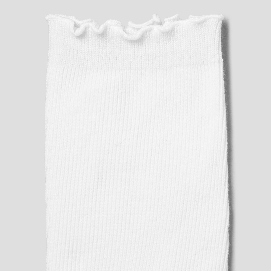 8 seconds Shirred Ankle Fine Ribbed Socks — White