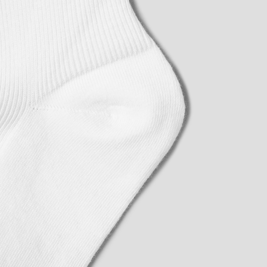 8 seconds Shirred Ankle Fine Ribbed Socks — White