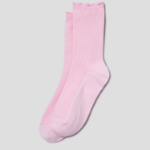 8 seconds Shirred Ankle Fine Ribbed Socks — Light Pink