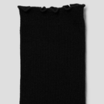 8 seconds Shirred Ankle Fine Ribbed Socks — Black