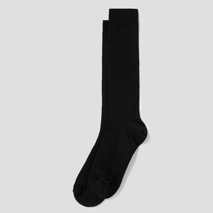8 seconds Melange Ribbed Long Socks — Black