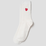 8 seconds Heart Embroidered Ribbed Socks — Ivory