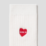 8 seconds Heart Embroidered Ribbed Socks — Ivory