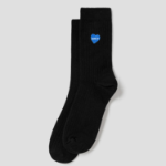 8 seconds Heart Embroidered Ribbed Socks — Black