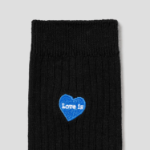 8 seconds Heart Embroidered Ribbed Socks — Black