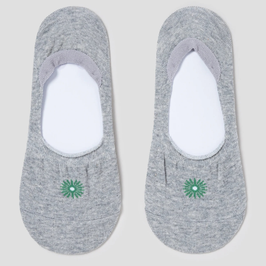 8 seconds Flower Jacquard No-Show Socks — Grey