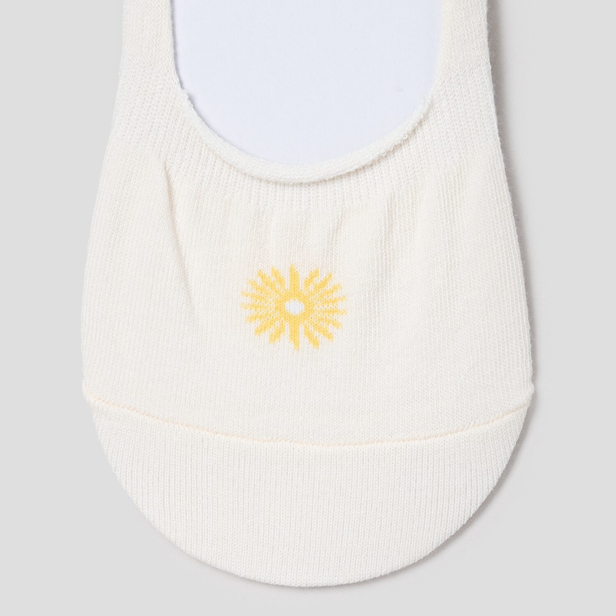 8 seconds Flower Jacquard No-Show Socks — Ivory