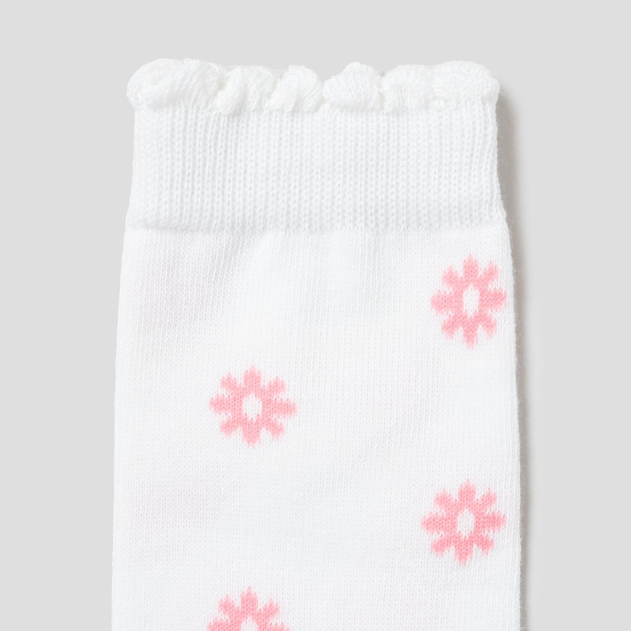 8 seconds Flower Jacquard Socks — Light Pink
