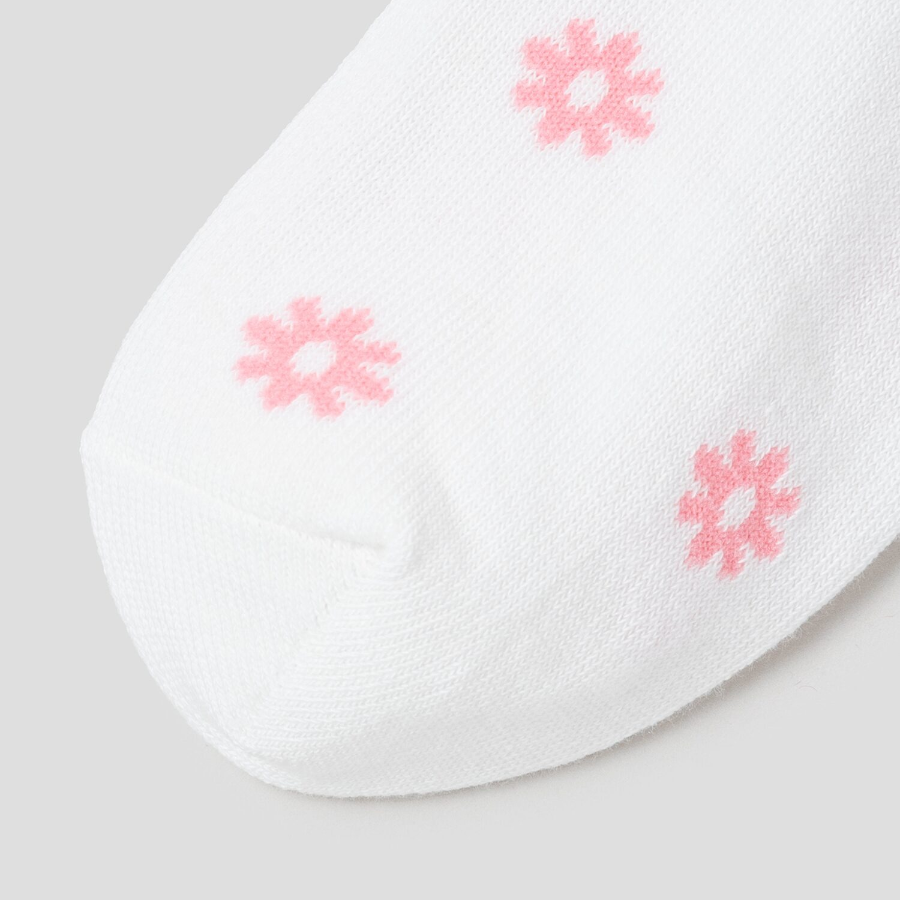 8 seconds Flower Jacquard Socks — Light Pink