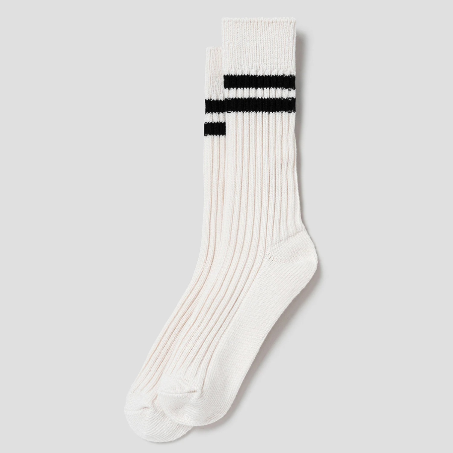 8 seconds Color-Block Thick Ribbed Socks — Ivory