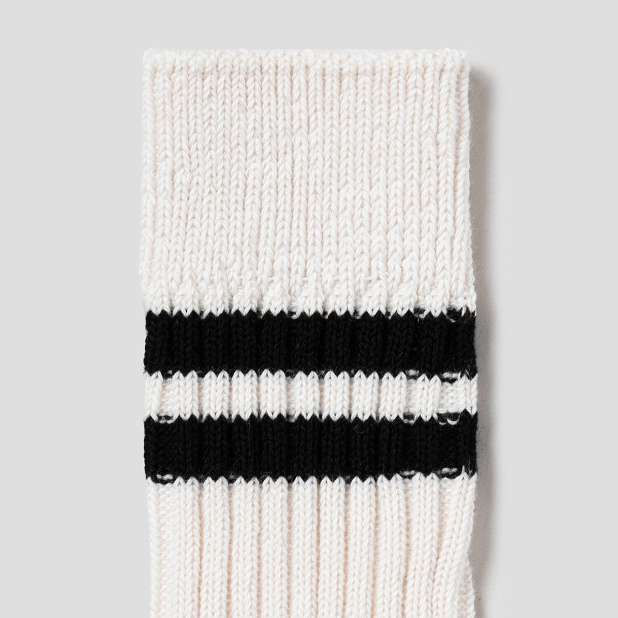8 seconds Color-Block Thick Ribbed Socks — Ivory