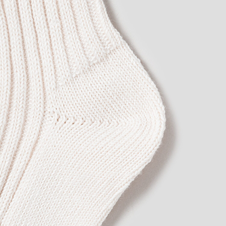8 seconds Color-Block Thick Ribbed Socks — Ivory
