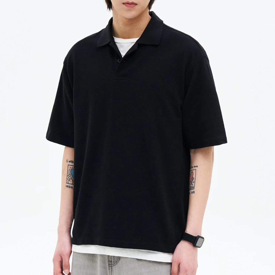8 seconds Daily Pique Collar T-shirt - Black