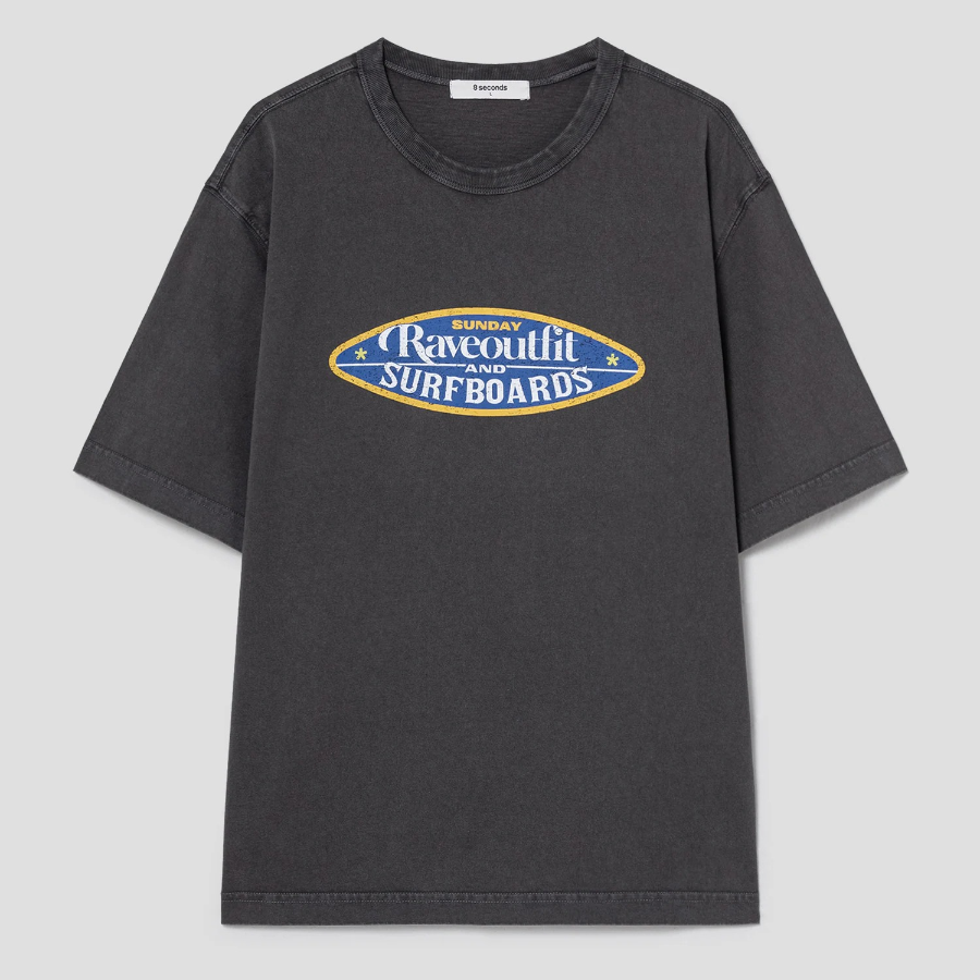 8 seconds Garment Dyeing Oval Graphic T-shirt – Ash