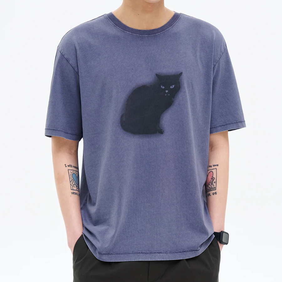 8 seconds Garment Dyeing One-point Short Sleeve T-shirt – Purple