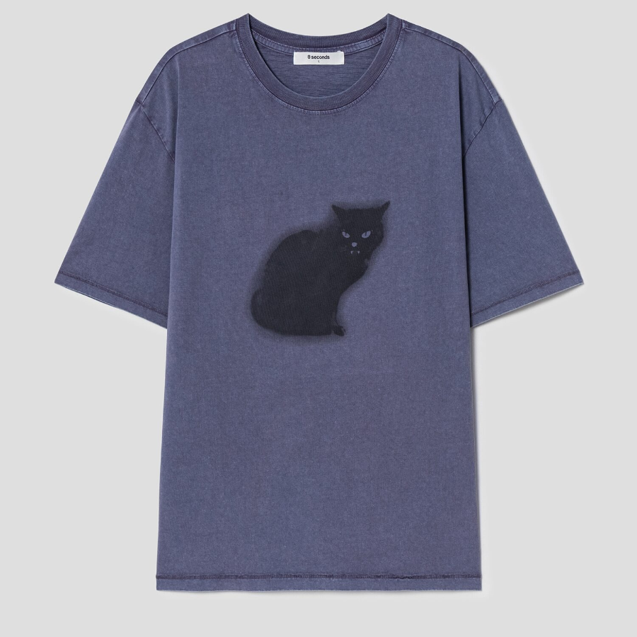 8 seconds Garment Dyeing One-point Short Sleeve T-shirt – Purple