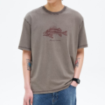 8 seconds Garment Dyeing One-point Short Sleeve T-shirt – Brown