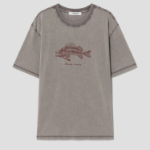 8 seconds Garment Dyeing One-point Short Sleeve T-shirt – Brown