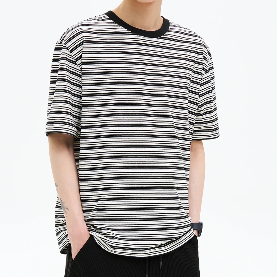 8 seconds Multi Stripe T-shirt – Black Multi