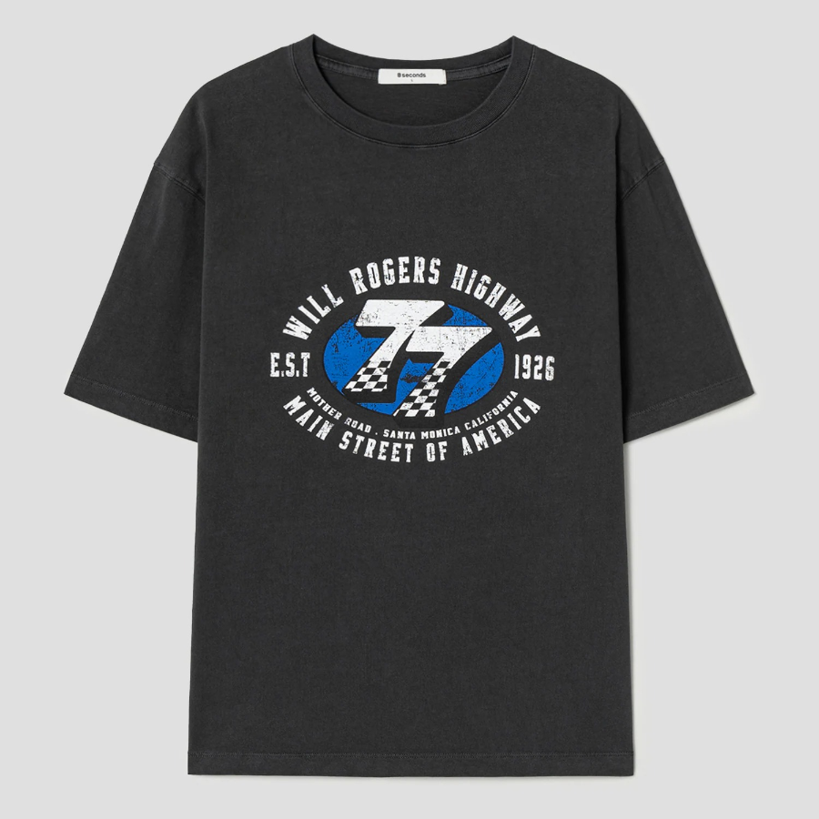 8 seconds Pigment Dye Graphic T-shirt — Ash