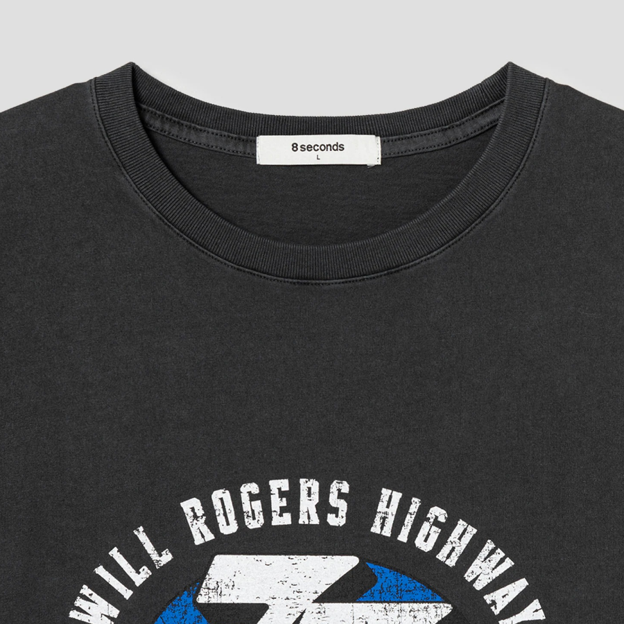 8 seconds Pigment Dye Graphic T-shirt — Ash