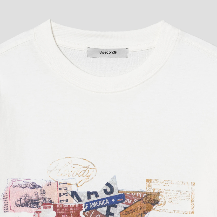 8 seconds Western Ticket Graphic T-shirt — White