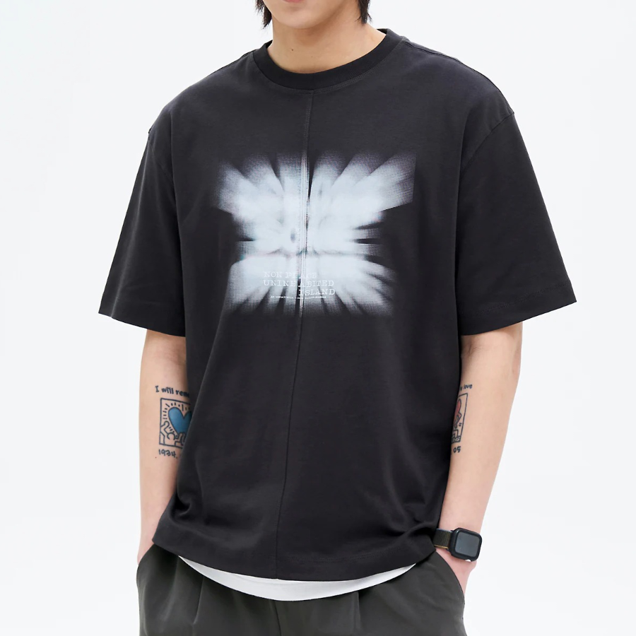 8 seconds Soft Cotton Blur Lettering T-shirt — Ash